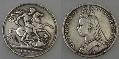 Wielka Brytania - srebro - 1 Crown 1892 rok
