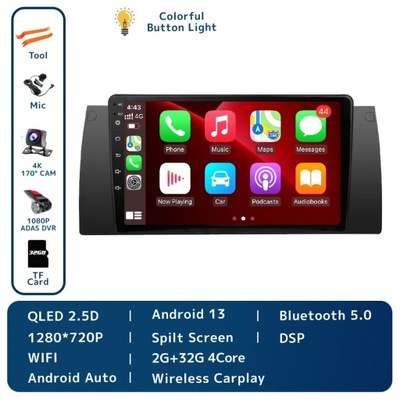 NAVEGACIÓN GPS PARA BMW 5 E39 E53 X5 1995-2001 RADIO DE AUTOMÓVIL BEZPRZEWODOWE CARPLAY  