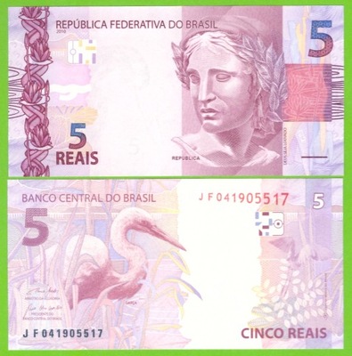 BRAZYLIA 5 REAIS ND 2010 P-253f UNC