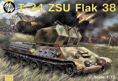 Niemiecki zdobyczny czołg T-34 ZSU Flak 38 1:72