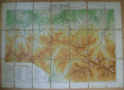 TATRY POLSKIE -MAPA ŚRODKOWEJ CZĘŚCI TATR wyd.siódme z 1932 roku