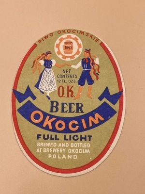 Etykieta piwo okocimskie o.k. beer Browar Okocim