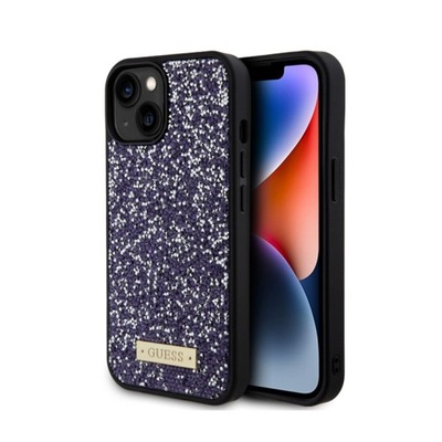 Guess Rhinestone Metal Logo - Etui iPhone 15 (różo