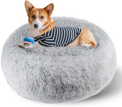 LEGOWISKO DLA PSA KOTA MIĘKKIE PLUSZOWE 60CM JASNOSZARE