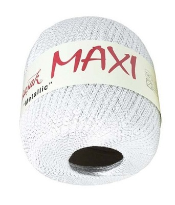 Maxi Metallic Altin Basak 1003 biały ze srebrną nitką