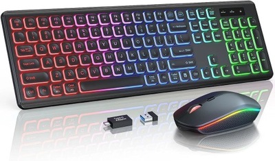 Bezprzewodowa klawiatura i mysz Combo RGB podświet