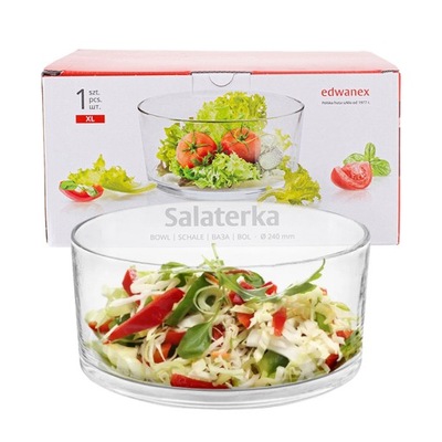 Salaterka szklana na sałatkę owoce miska prosta Edwanex 24 cm 3 l