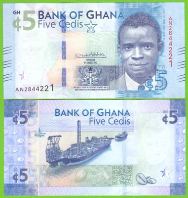 GHANA 5 CEDIS 2017 P-44 UNC