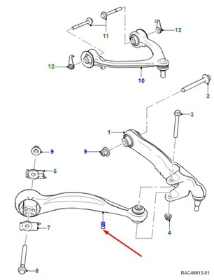 Jaguar i-pace x590 передняя часть left lower forward управление arm t4k5805 original фото №1