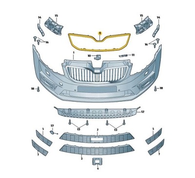 Молдинг хром решетка решётка skoda octavia 3 rs фото №1