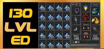 TIBIA 130 LVL ED DRUID ZUNA + 1KK GOLD + FULL EQ