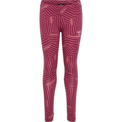 HUMMEL RÓŻOWE KLASYCZNE LEGGINSY PASKI PRINT LOGO 1PY HMR__140