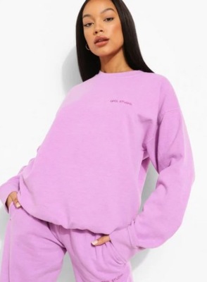 BOOHOO BLUZA KLASYCZNA CZARNA Z NAPISEM 36 YGO