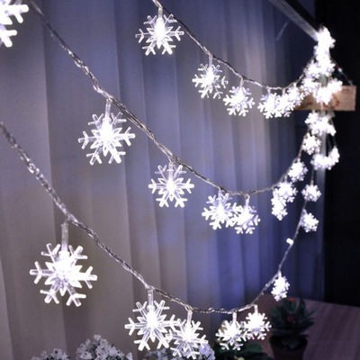 2m 10led girlanda świąteczne płatki śniegu lampki świąteczne na sznurku wis