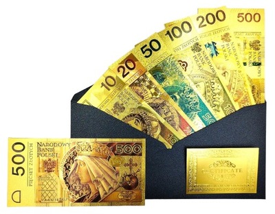 GRATIS UNIKATOWY ZESTAW Kolekcjonerski Pozłacane Polskie Banknoty KOLEKCJA