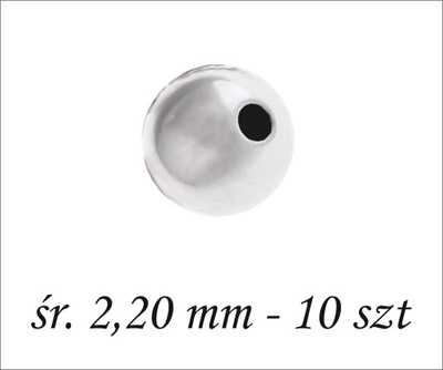 Kulki srebrne przelotowe śr. 2,20 mm 10 szt