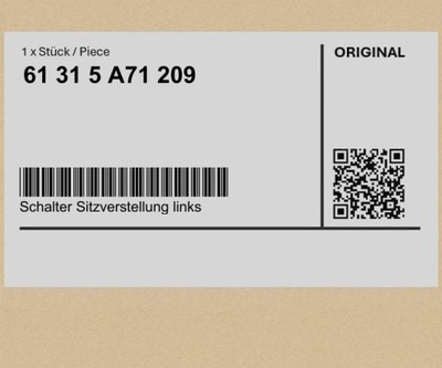 CONMUTADOR REGULACIÓN ASIENTOS IZQUIERDO BMW X5 F95 G05 X6 F96 G06 X7 G07 XM G09  