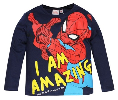 SPIDERMAN MARVEL BLUZKA Z DŁUGIM RĘKAWEM SUPER DO PRZEDSZKOLA TSHIRT 116