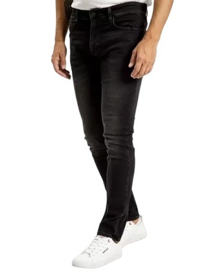 SPODNIE MĘSKIE Jeans klasyczne czarne jeansy 31/32