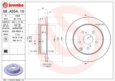 ДИСКИ ТОРМОЗНЫЕ ТОРМОЗНЫЕ ЗАД BREMBO 08.A354.10 08A35410