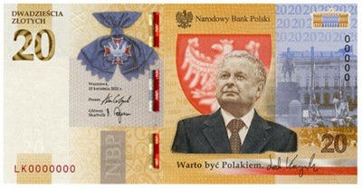 Banknot 20 zł - Lech Kaczyński - 2021 rok