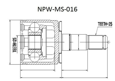 MUÑÓN WEW. MITSUBISHI PAJERO V14W-V55W, PAJERO SPORT K94W/K99W 96-06 IZQUIERDO  