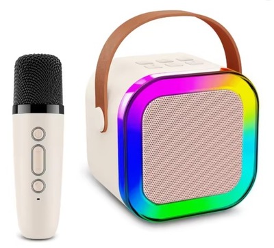 ZESTAW BEZPRZEWODOWY DO KARAOKE DLA DZIECI MIKROFON GŁOŚNIK RGB LED