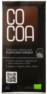 CZEKOLADA SUROWA KLASYCZNA GORZKA BIO 50 g - COCOA