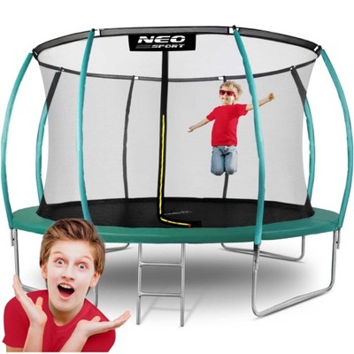 Trampolina ogrodowa 12ft/374cm z siatką, profilowanymi słupkami i drabinką