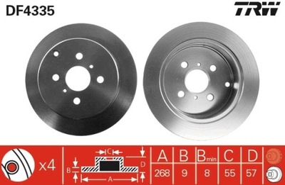 ДИСК ТОРМОЗНОЙ TOYOTA ЗАД COROLLA DF4335