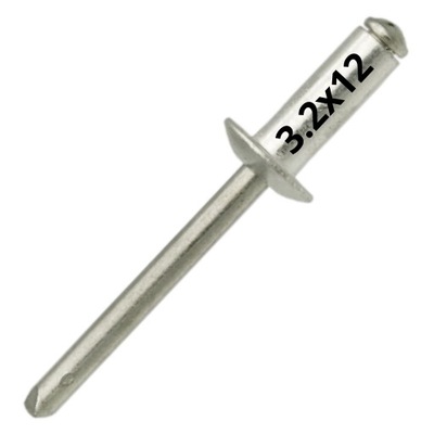 NITY ZRYWALNE STALOWO STALOWE STAL/STAL 3.2x12 mm - 50 SZTUK