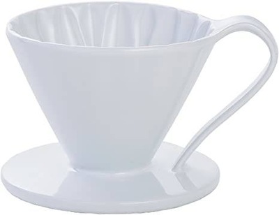 Drip ceramiczny stożkowy FLOWER DRIPPER biały cup1