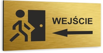 Tabliczka informacyjna WEJŚCIE Tablica nierdzewna ZŁOTA NADRUK RÓŻNE WZORY
