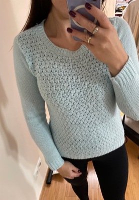 Sweter sweterek ciepły niebieski pudrowy s zima