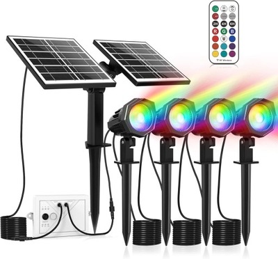 Solarny reflektor RGB 4 sztuki RGB Solar lampa