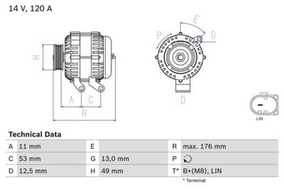 BOSCH 0 986 082 220 ГЕНЕРАТОР