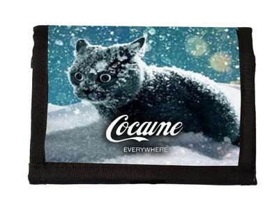 Portfel na Rzep Cocaine Cat kot materiałowy portfelik