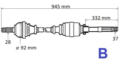 Приводной вал приводная правая длинная citroen c5 3 1.6thp 09-16 автоматическая коробка передач t6281 3273xf фото №1