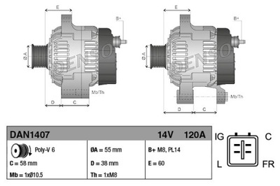 ALTERNADOR (14V, 120A) CONVIENE DO: JAGUAR X-TYPE I 2.1/2.5/3.0 06.01-12  