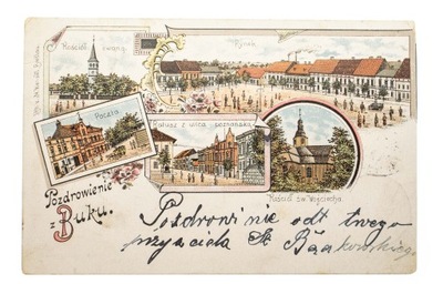 BUK - POCZTA, KOŚCIÓŁ, RYNEK, RATUSZ 1900