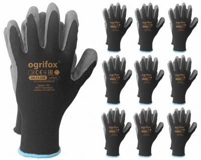 Rękawice robocze / Czarne / OX-LATEKS_BS - 10 Par (10 - XL)