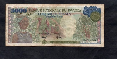 BANKNOT RWANDA -- 5000 FRANCS -- 1978 rok