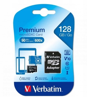 VERBATIM MICROsd SDXC 128GB C10 UHS1 ADAPTER