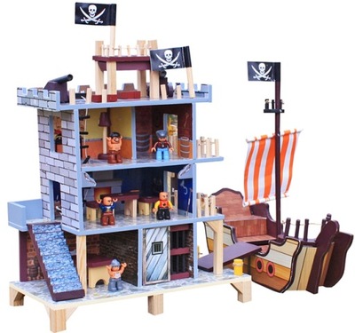 Drewniany zestaw Twierdza piratów i statek PIRATE