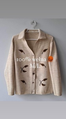 Sweter kardigan 100% wełna M/L