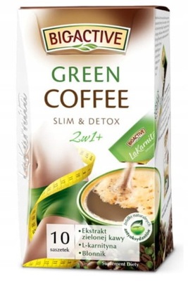 GREEN COFFEE kawa zielona 2W1 BIG ACTIVE 10 SZASZETEK