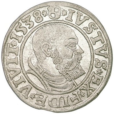 Albrecht Hohenzollern, grosz 1538, połysk, śliczny!