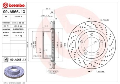 ДИСК ТОРМОЗНОЙ BREMBO 09.A966.1X