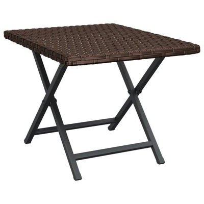 vidaXL Składany stolik, brązowy, 45x35x32 cm, polirattan