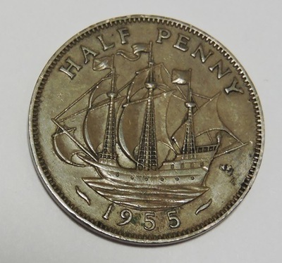 Wielka Brytania half penny 1955